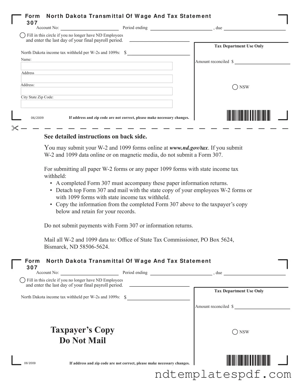 Free North Dakota 307 PDF Form