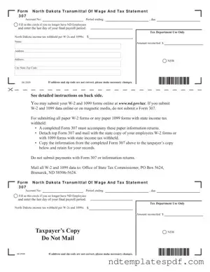 Free North Dakota 307 PDF Form