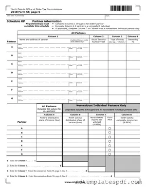 Free North Dakota 58 PDF Form