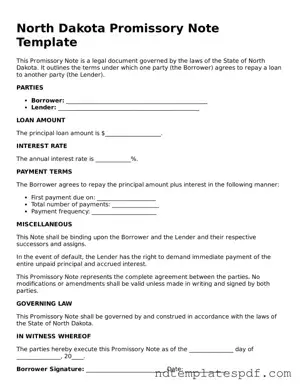 Legal North Dakota Promissory Note Document