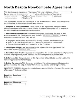 Legal North Dakota Non-compete Agreement Document